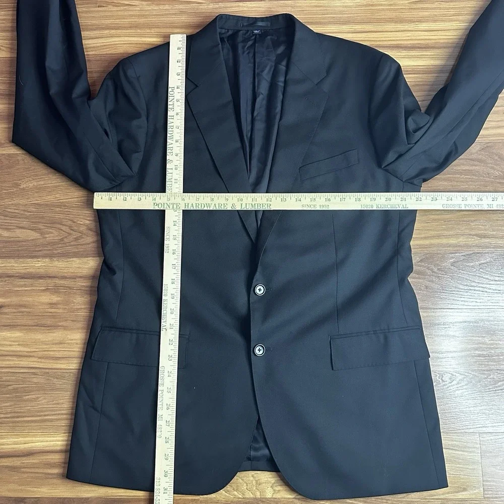 J Crew Ludlow Loro Piano 2-Piece Suit Mens 44R/34x32 Black 100% Italian Wool